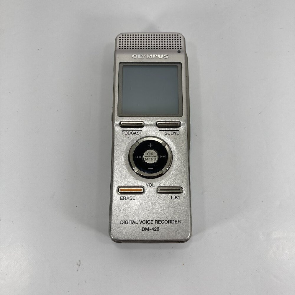 Olympus Digital Voice Recorder DM-420 Silver Handheld 2GB Internal Memory TESTED